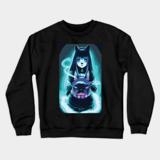 Emo Girl with French Bully Crewneck Sweatshirt